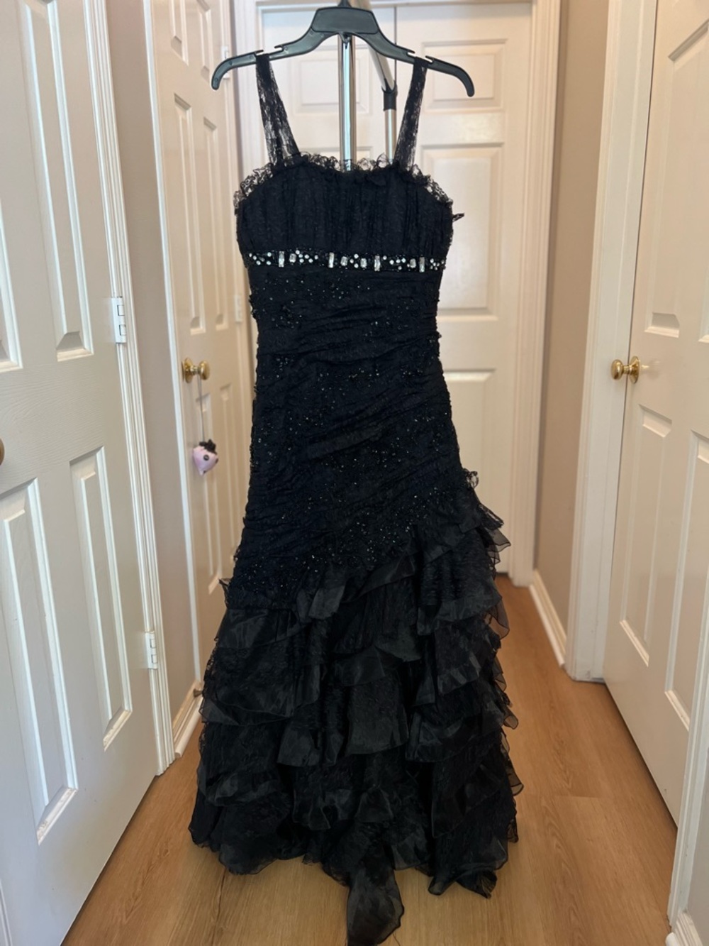 Black Evening Dress with Embroidered Label (Prom, Graduation, Wedding Guest)
